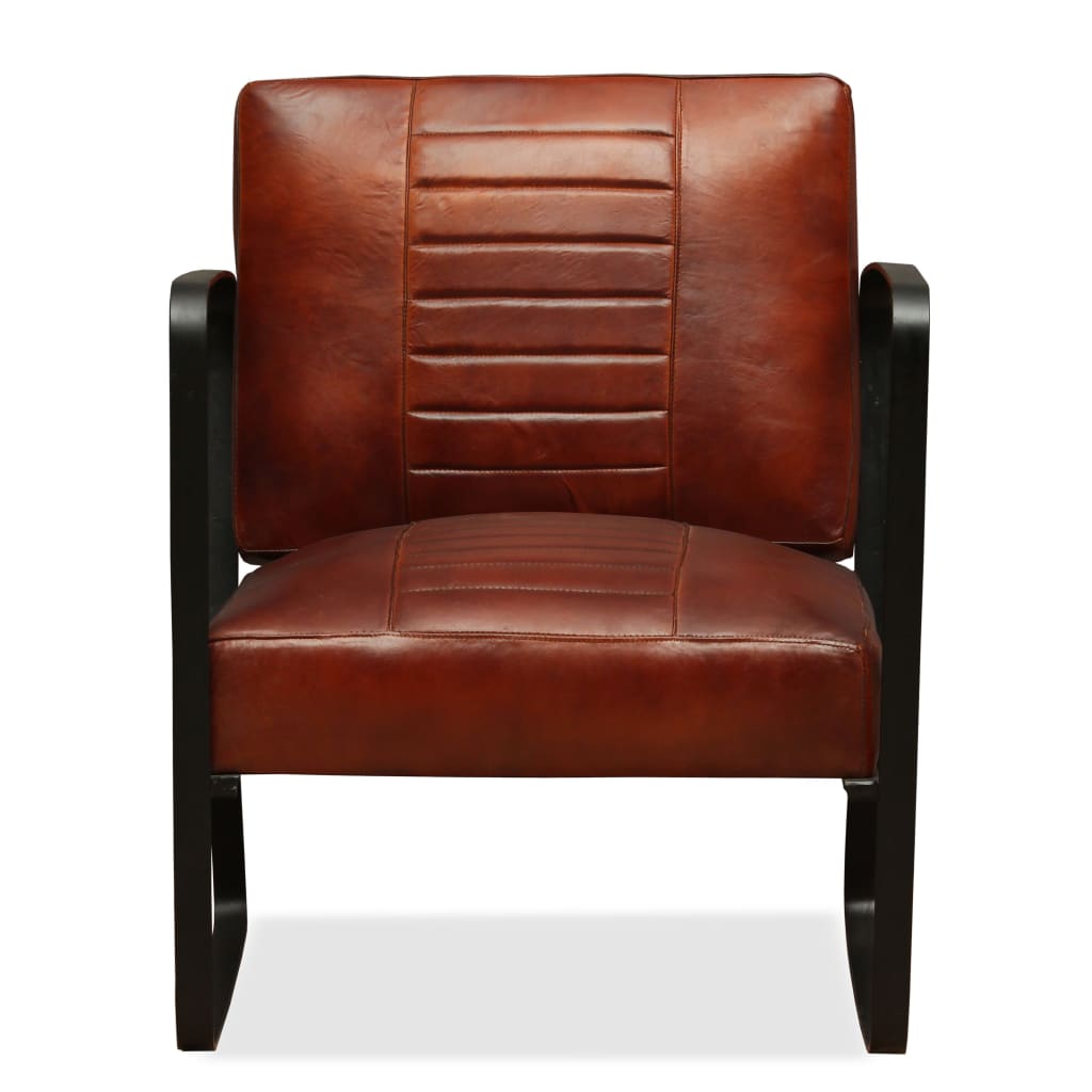 Loungestoel echt leer bruin