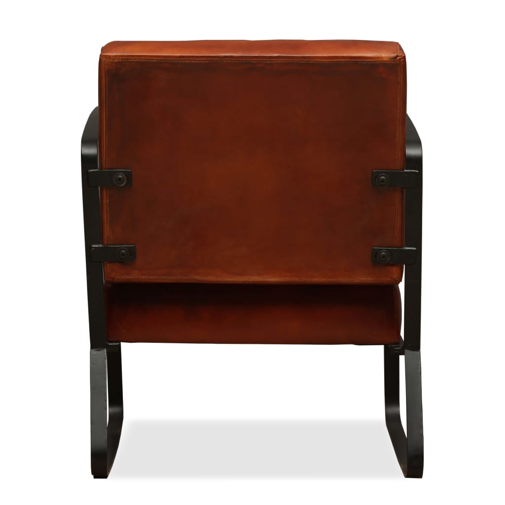 Loungestoel echt leer bruin