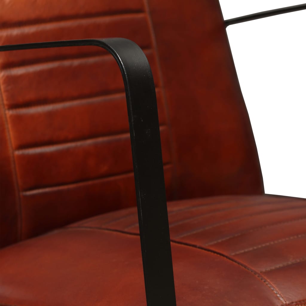 Loungestoel echt leer bruin