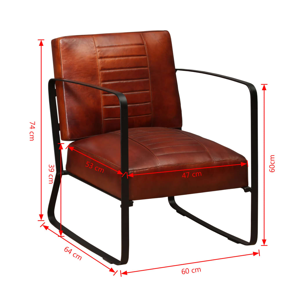 Loungestoel echt leer bruin