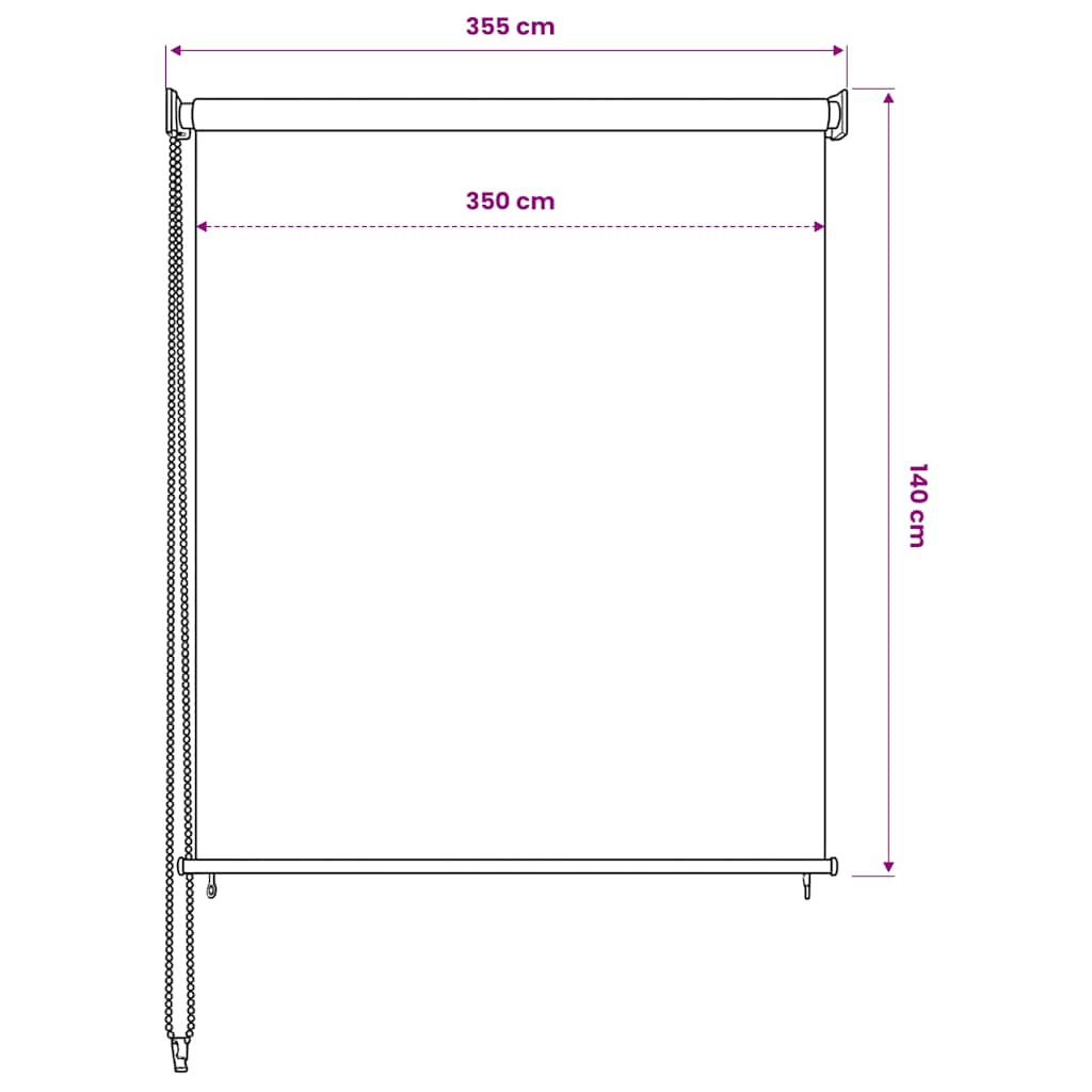Rolgordijn voor buiten 355(B)x140(H) cm wit