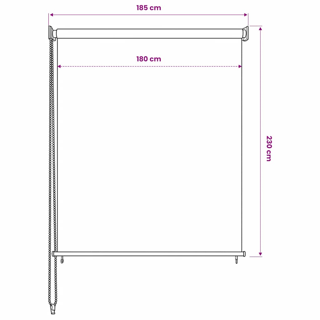 Rolgordijn voor buiten 185(B)x230(H) cm wit