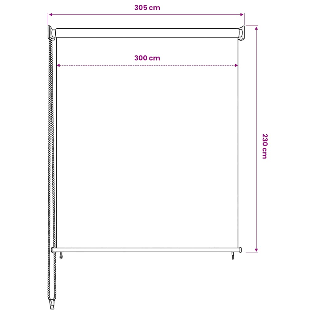 Rolgordijn voor buiten 305(B)x230(H) cm wit