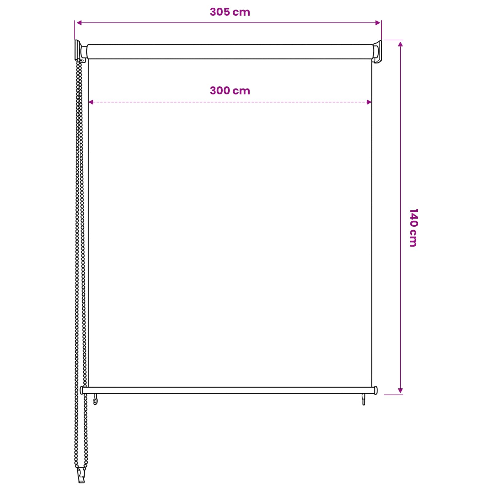 Rolgordijn voor buiten 305(B)x140(H) cm antracietkleurig
