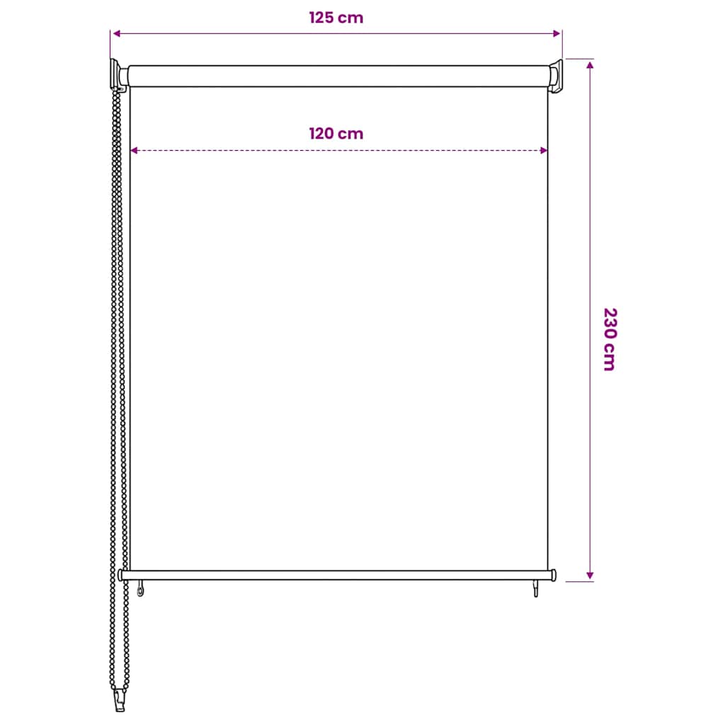 Rolgordijn voor buiten 125(B)x230(H) cm antracietkleurig