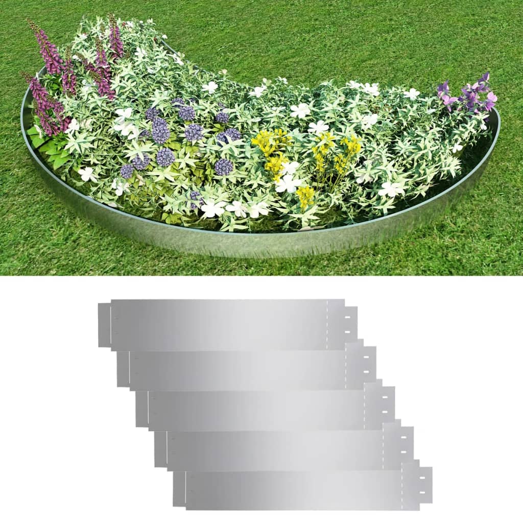 Grasboorden 100x19 cm gegalvaniseerd staal 5 st