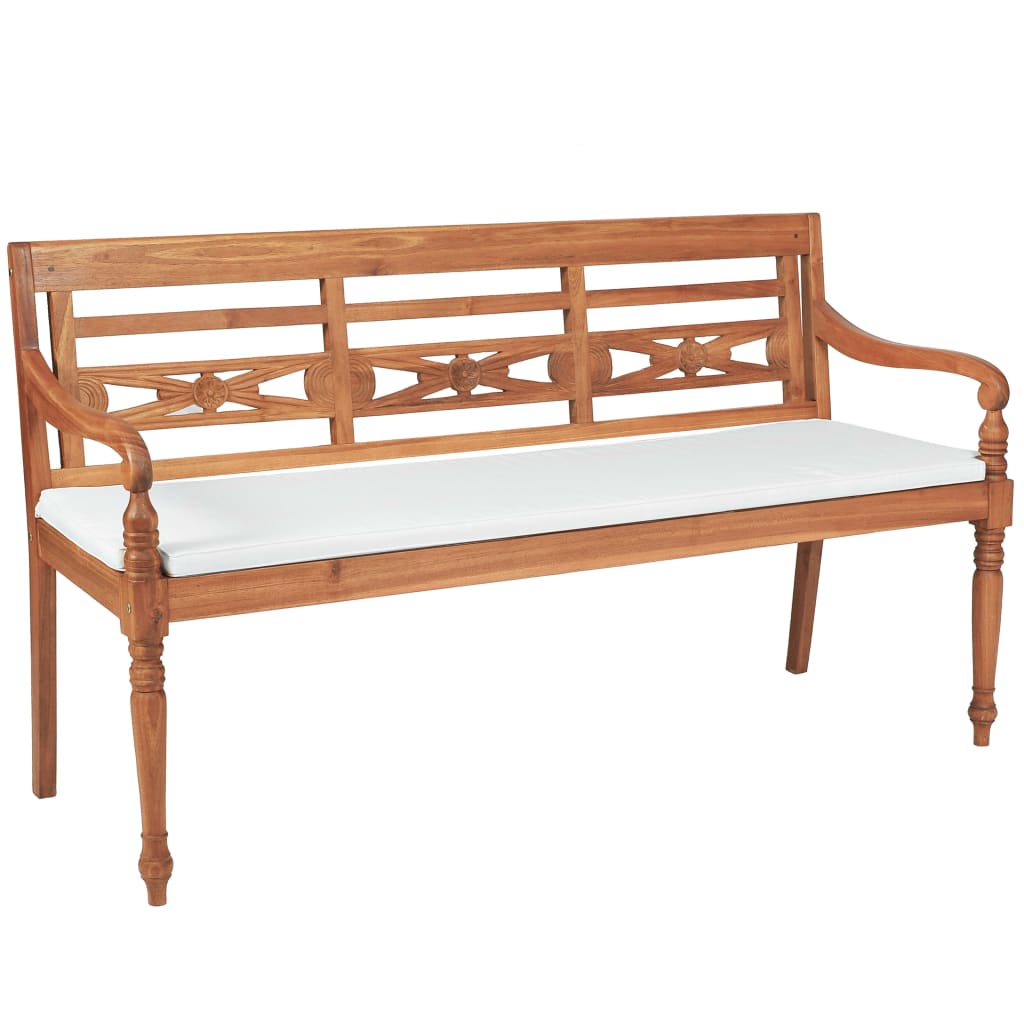 Bank Batavia met kussens 150 cm teakhout