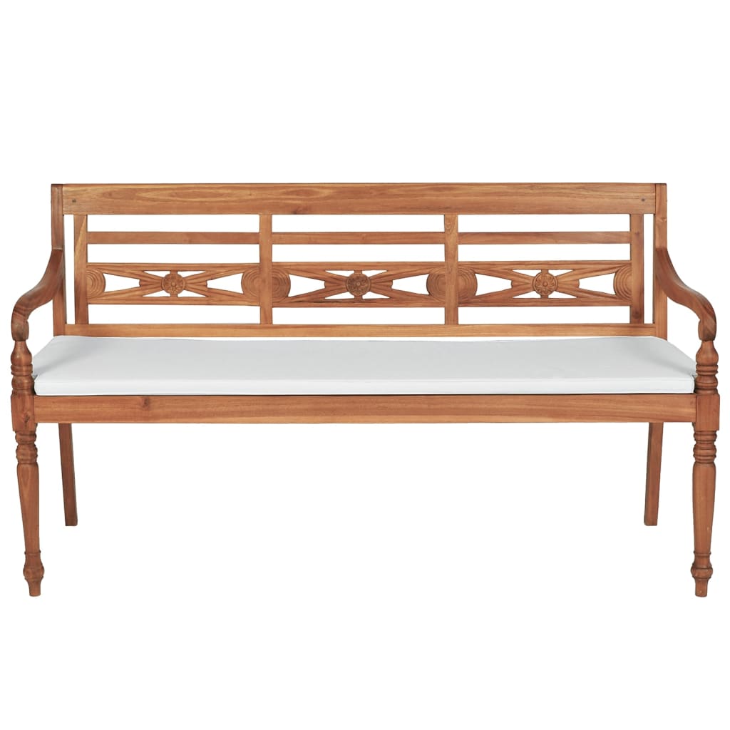 Bank Batavia met kussens 150 cm teakhout