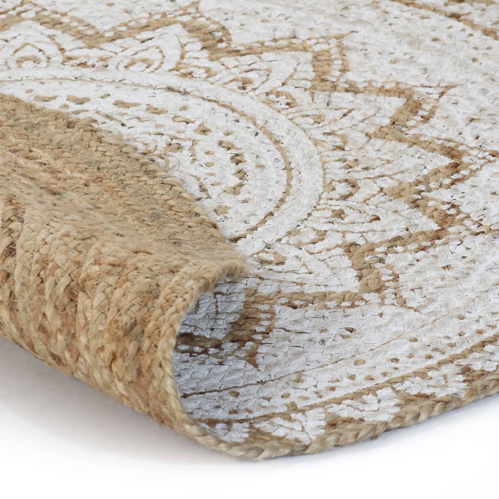 Tapijt met print rond 150 cm gevlochten jute
