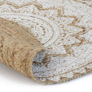 Tapijt met print rond 150 cm gevlochten jute