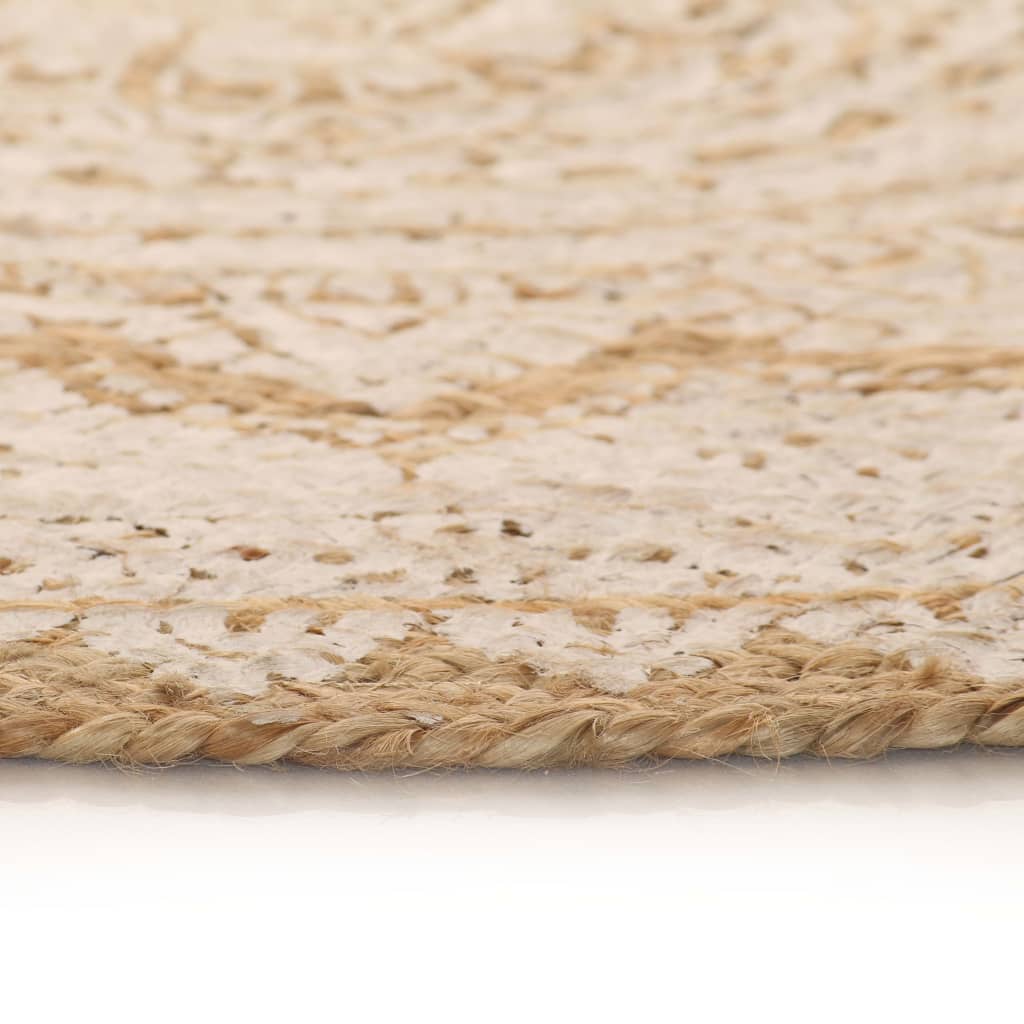 Tapijt met print rond 150 cm gevlochten jute
