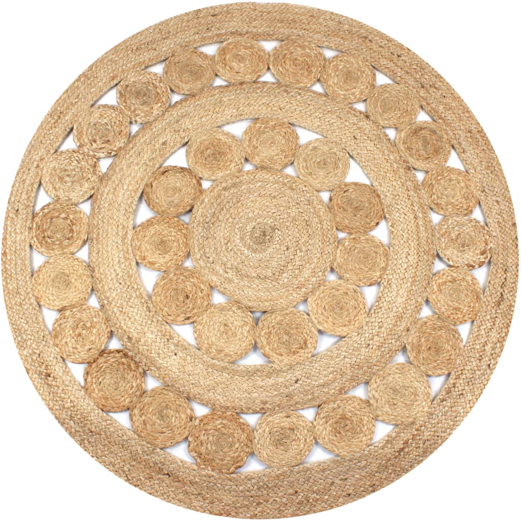 Tapijt met ontwerp rond 120 cm gevlochten jute