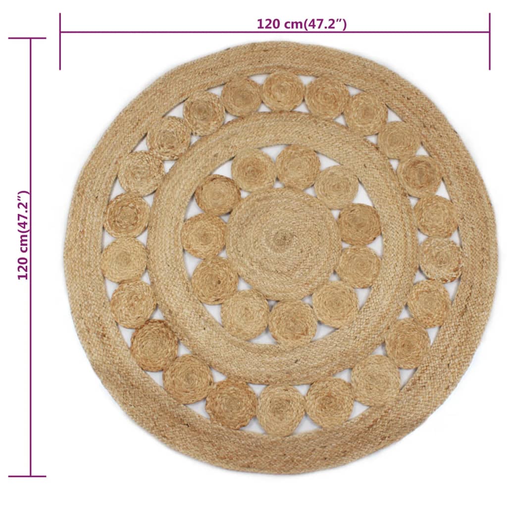 Tapijt met ontwerp rond 120 cm gevlochten jute