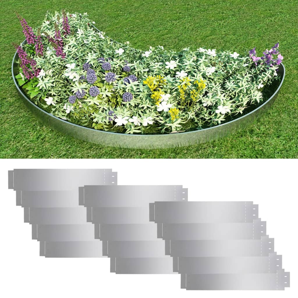 Grasboorden 15 st 100x20 cm gegalvaniseerd staal