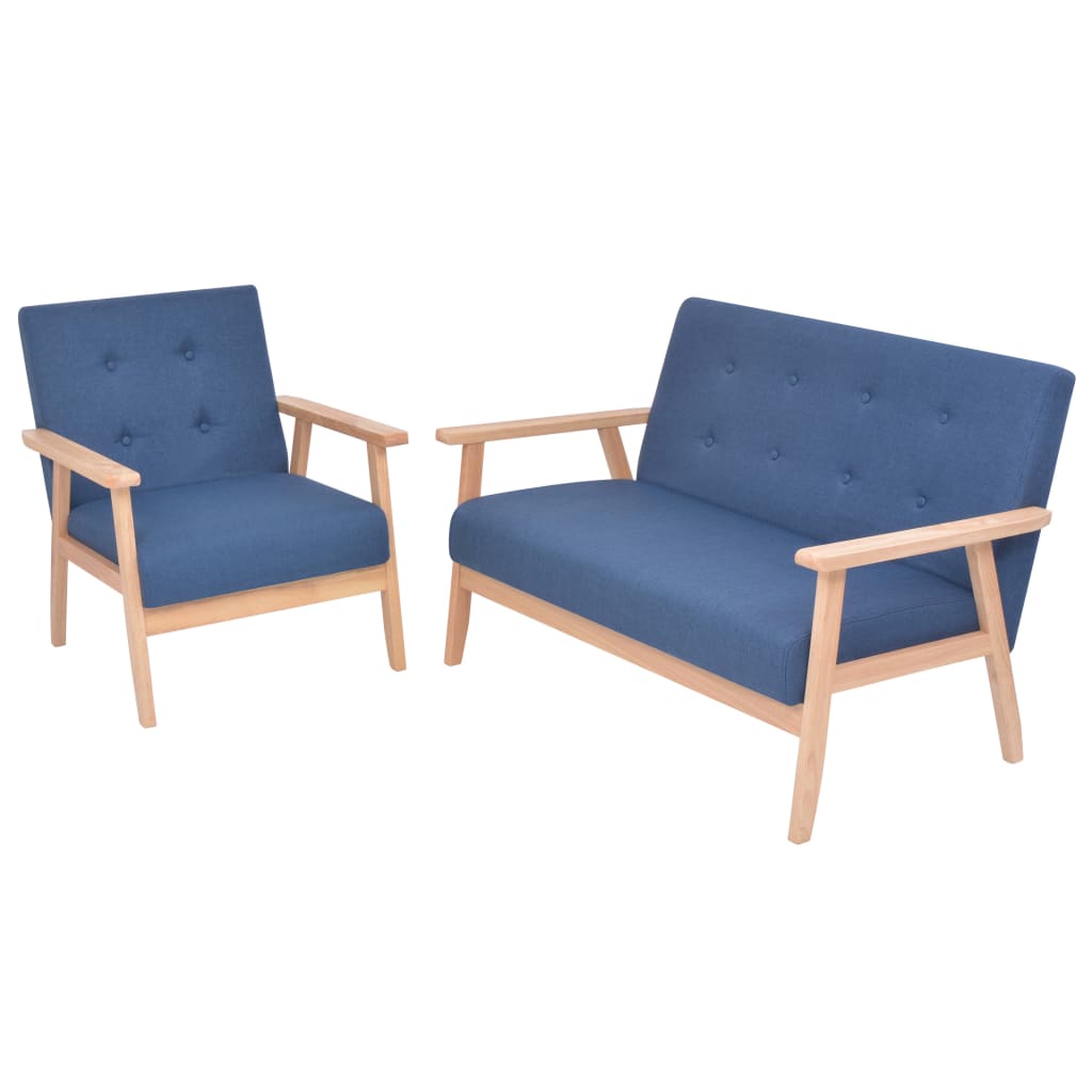 Bankstel stof blauw 2-delig