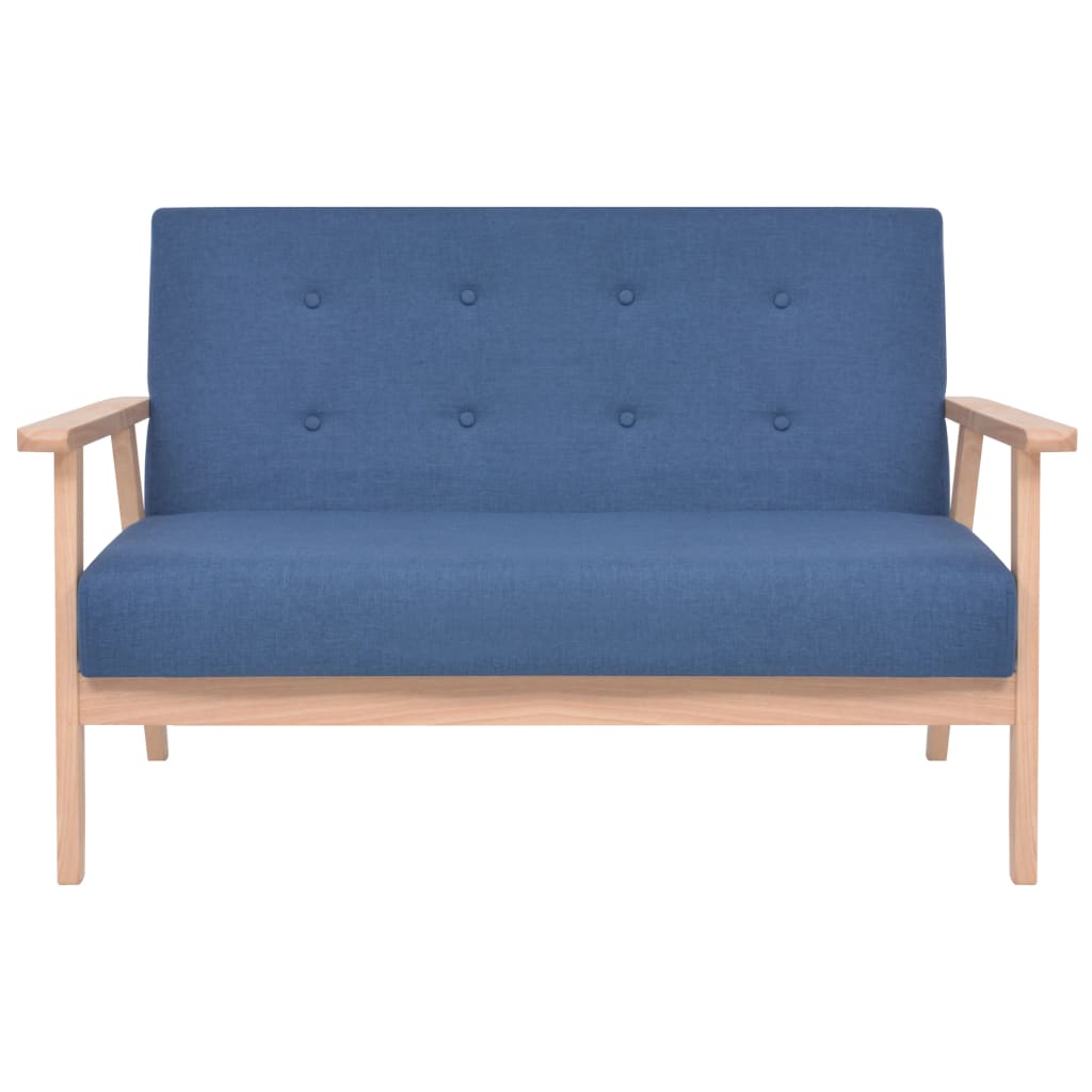 Bankstel stof blauw 2-delig
