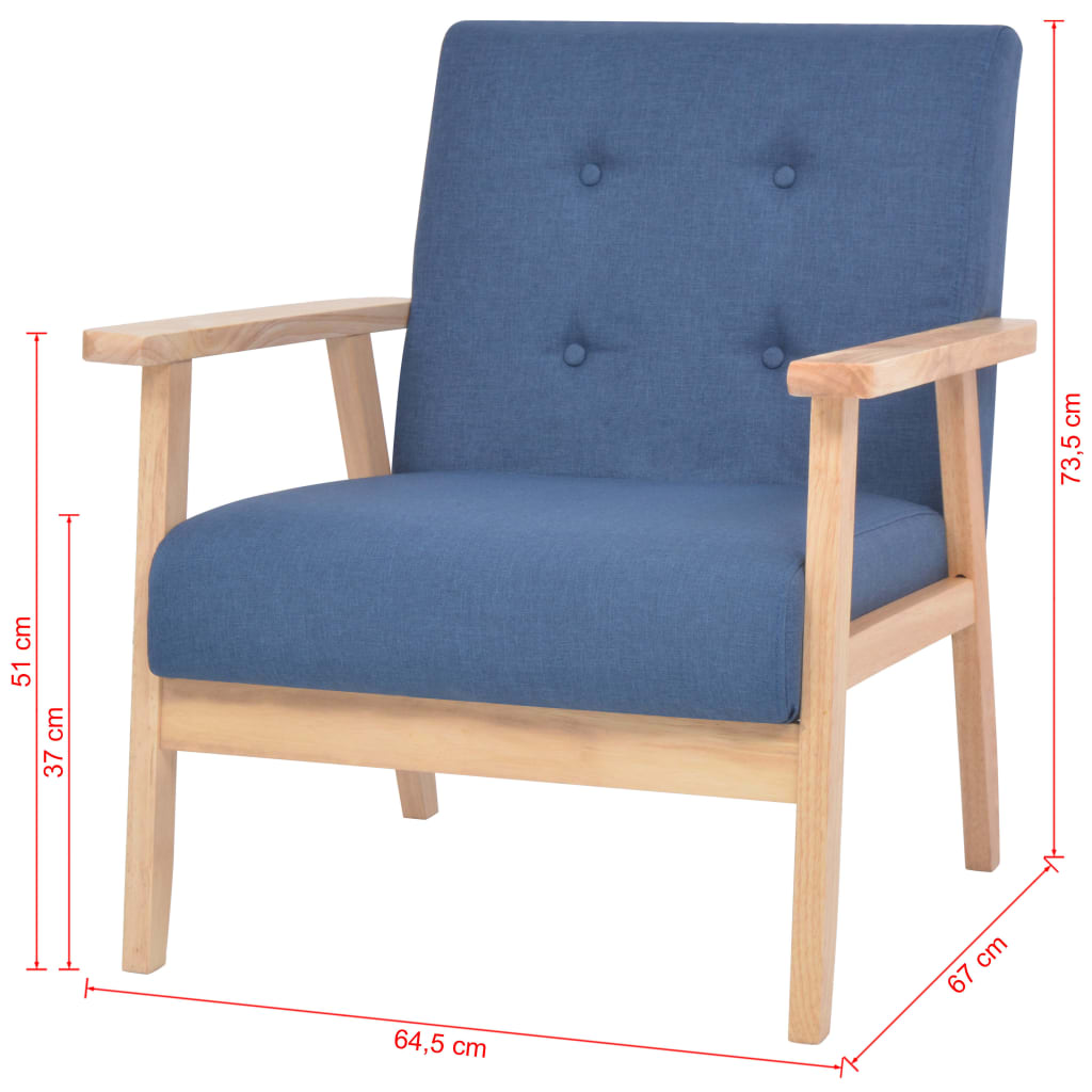 Bankstel stof blauw 2-delig