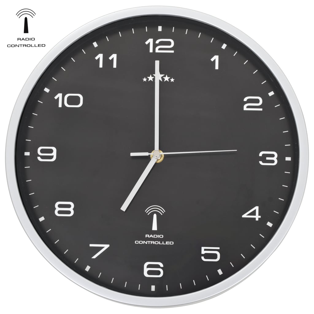 Wandklok met quartz uurwerk radiogestuurd 31 cm zwart