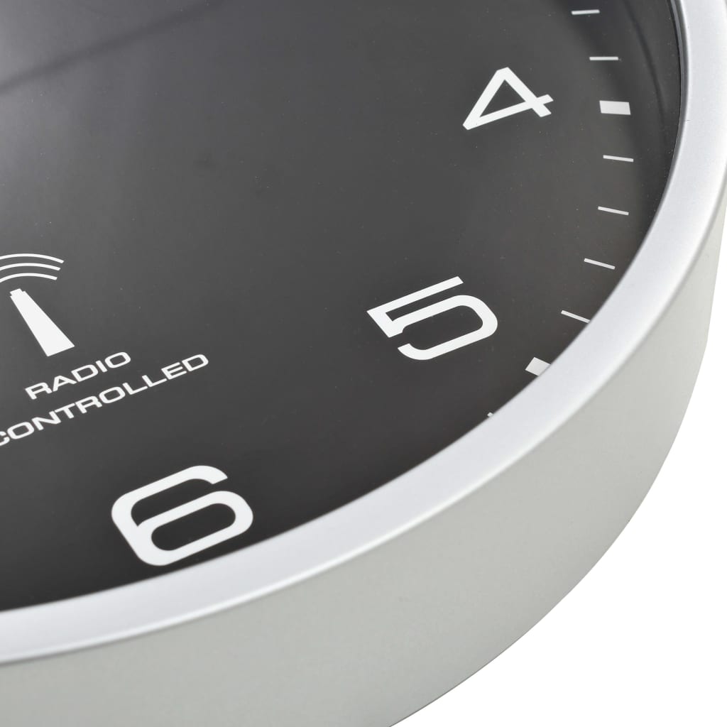Wandklok met quartz uurwerk radiogestuurd 31 cm zwart