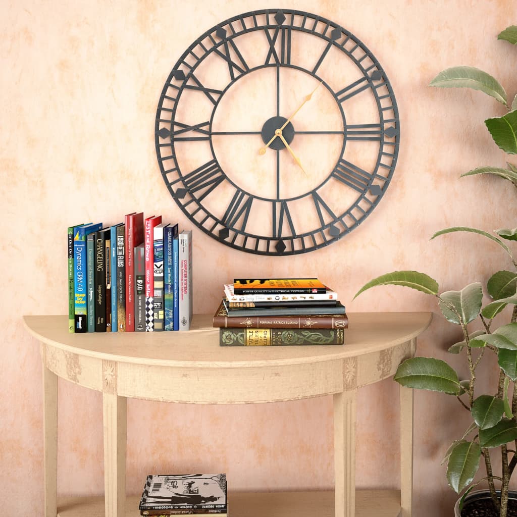 Wandklok vintage-stijl met quartz-mechanisme XXL 60 cm metaal