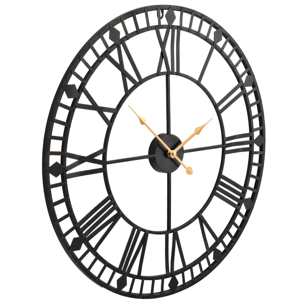 Wandklok vintage-stijl met quartz-mechanisme XXL 60 cm metaal