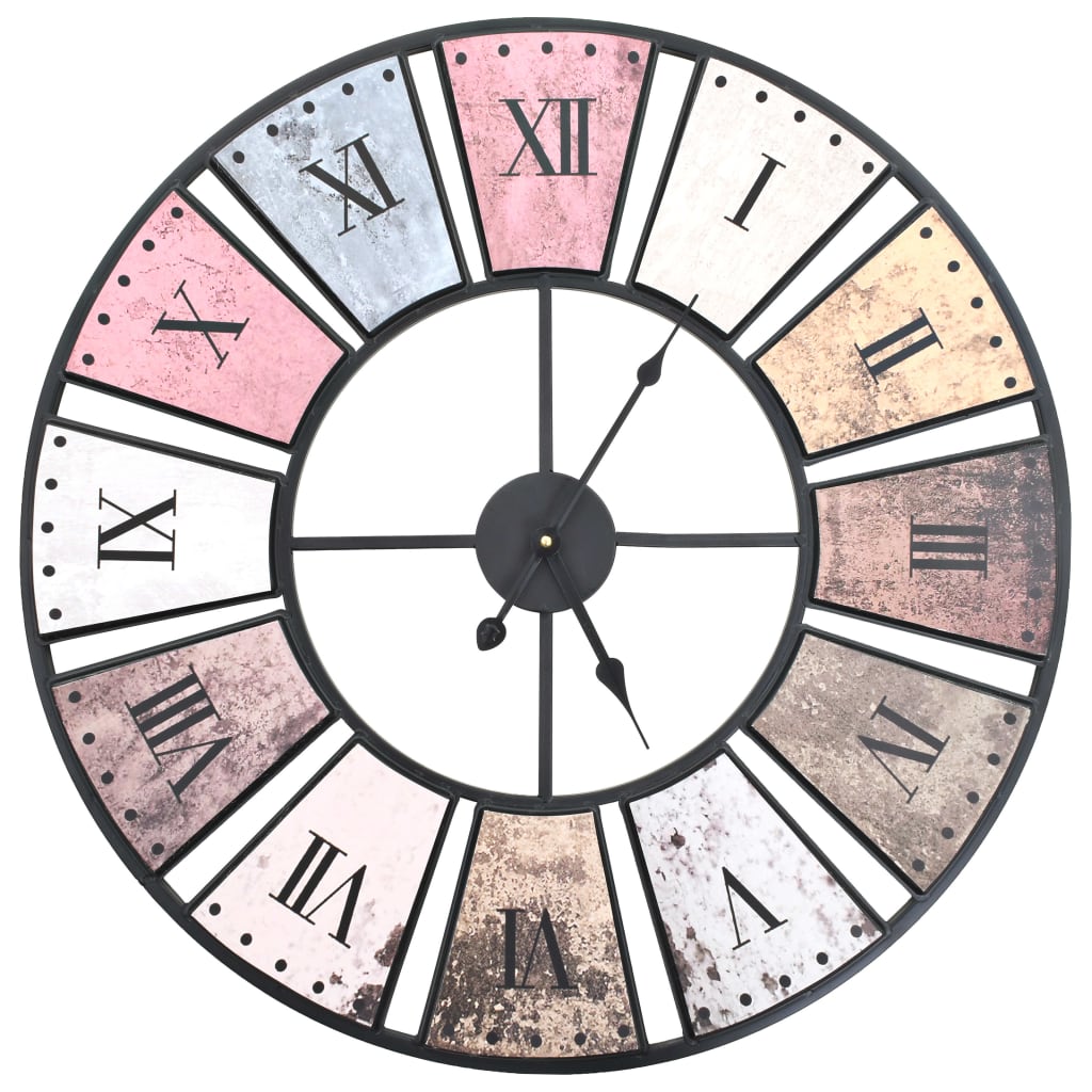 Wandklok vintage-stijl quartz-mechanisme XXL 60 cm metaal