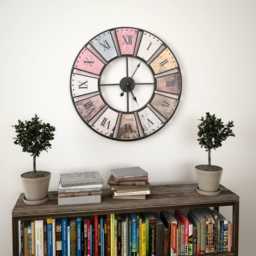 Wandklok vintage-stijl quartz-mechanisme XXL 60 cm metaal