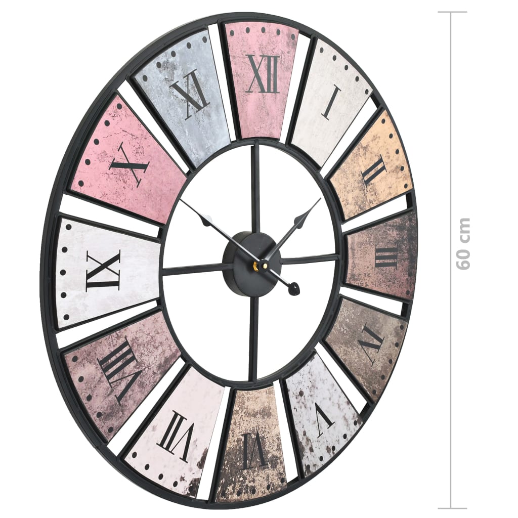 Wandklok vintage-stijl quartz-mechanisme XXL 60 cm metaal