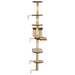Kattenkrabpaal met krabpalen wandmontage 194 cm beige bruin