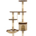 Kattenkrabpaal met krabpalen wandmontage 194 cm beige bruin