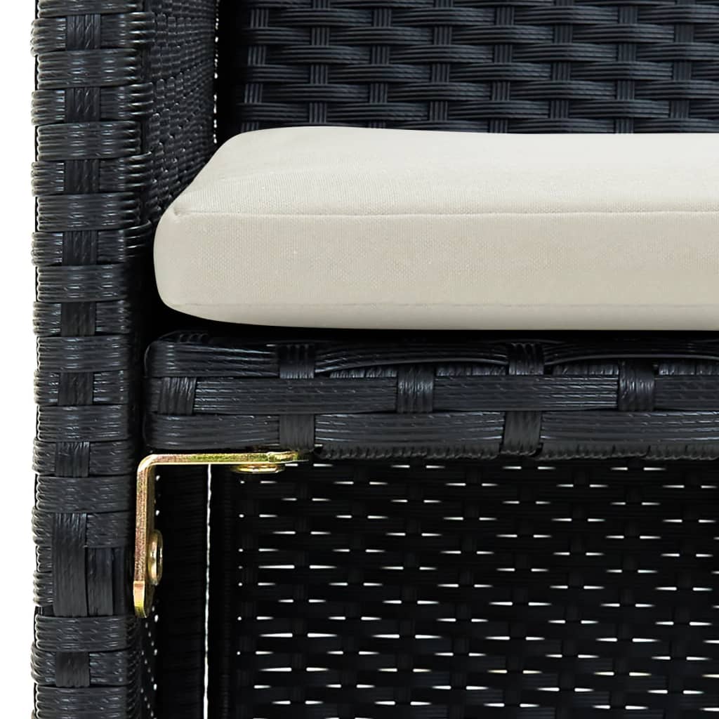 Tuinbank 2-zits met kussens poly rattan zwart