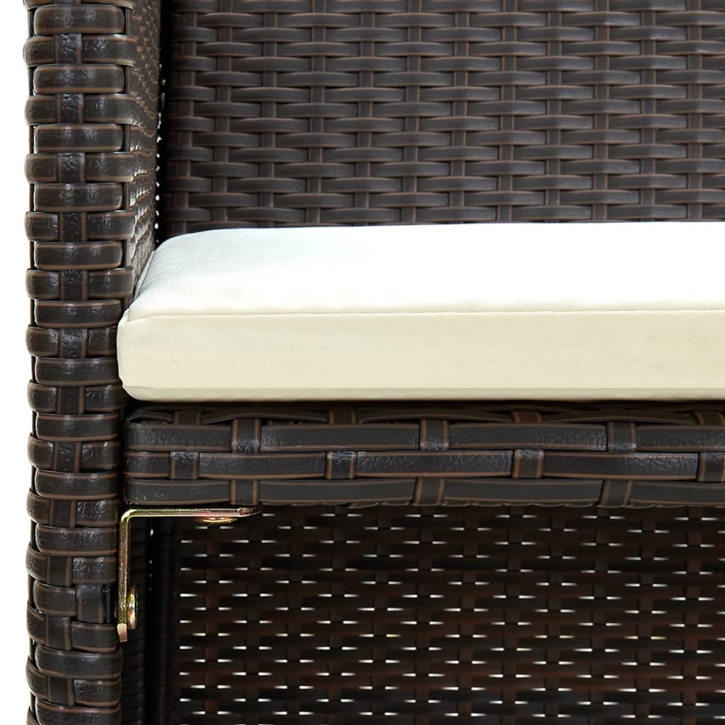 Tuinbank 2-zits met kussens poly rattan bruin
