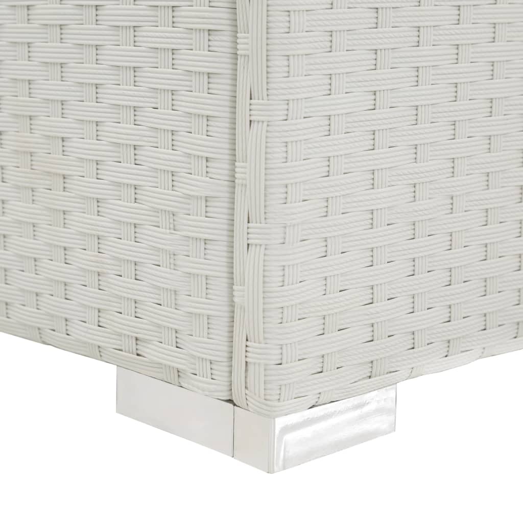 Ligbed met kussen poly rattan wit