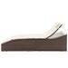 Ligbed met kussen poly rattan bruin
