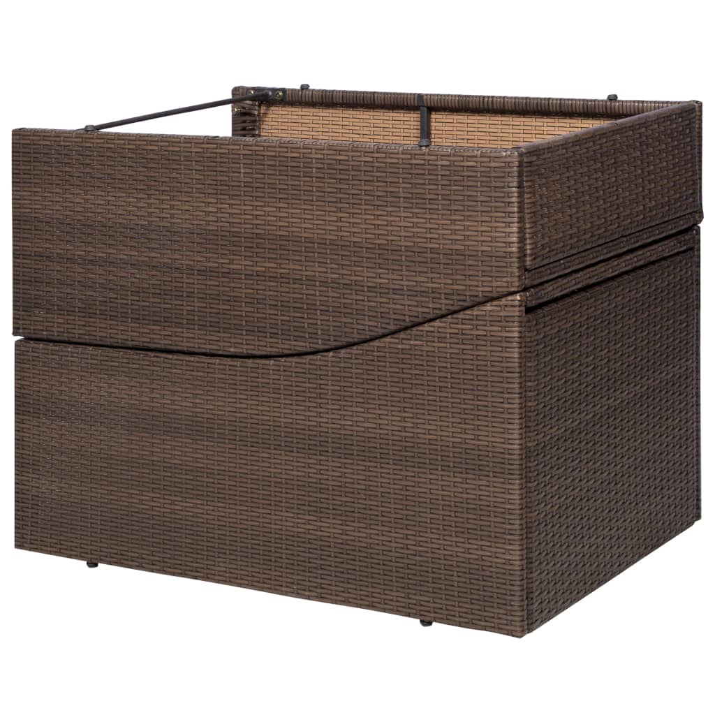 Ligbed met kussen poly rattan bruin