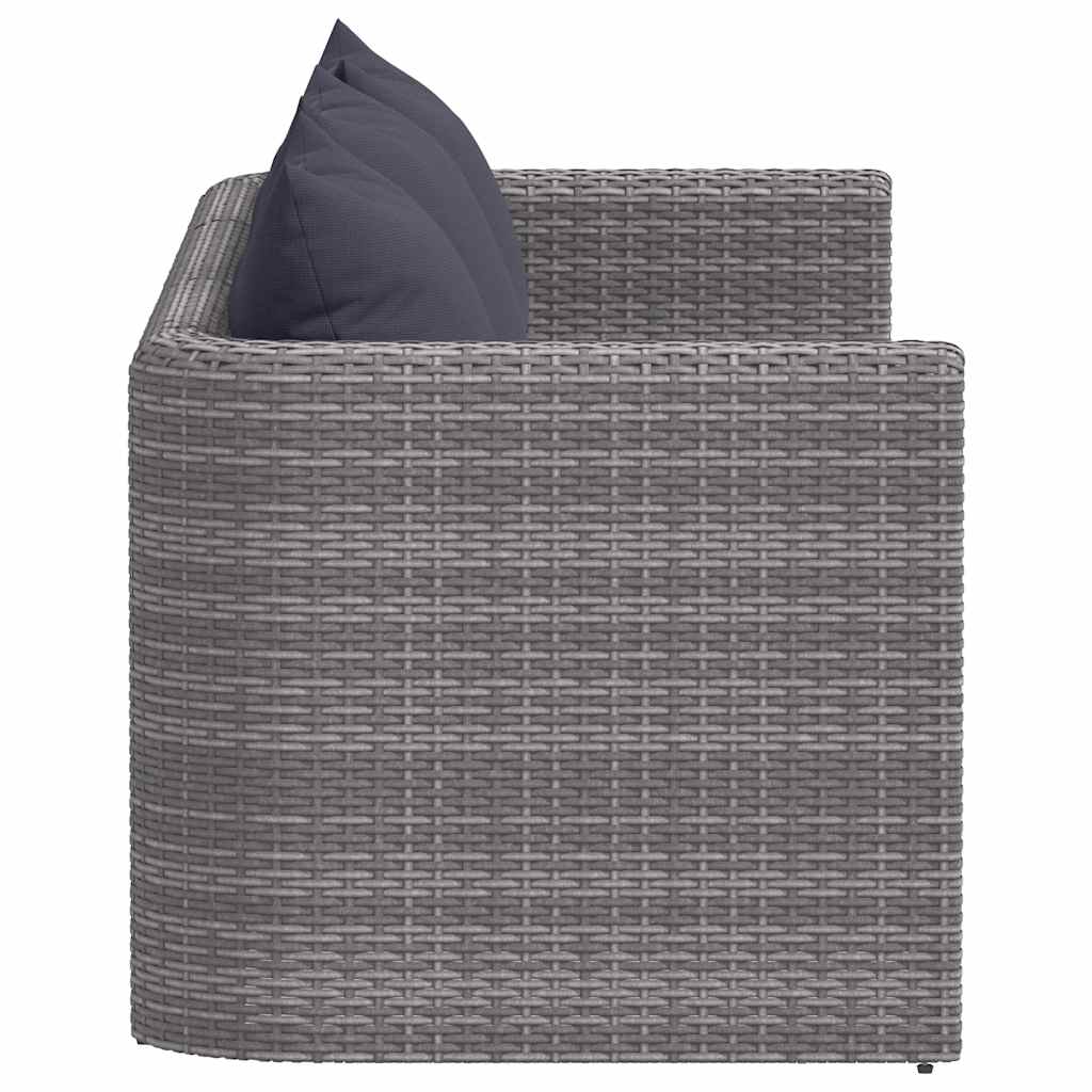 3-delige Loungeset met kussens poly rattan grijs