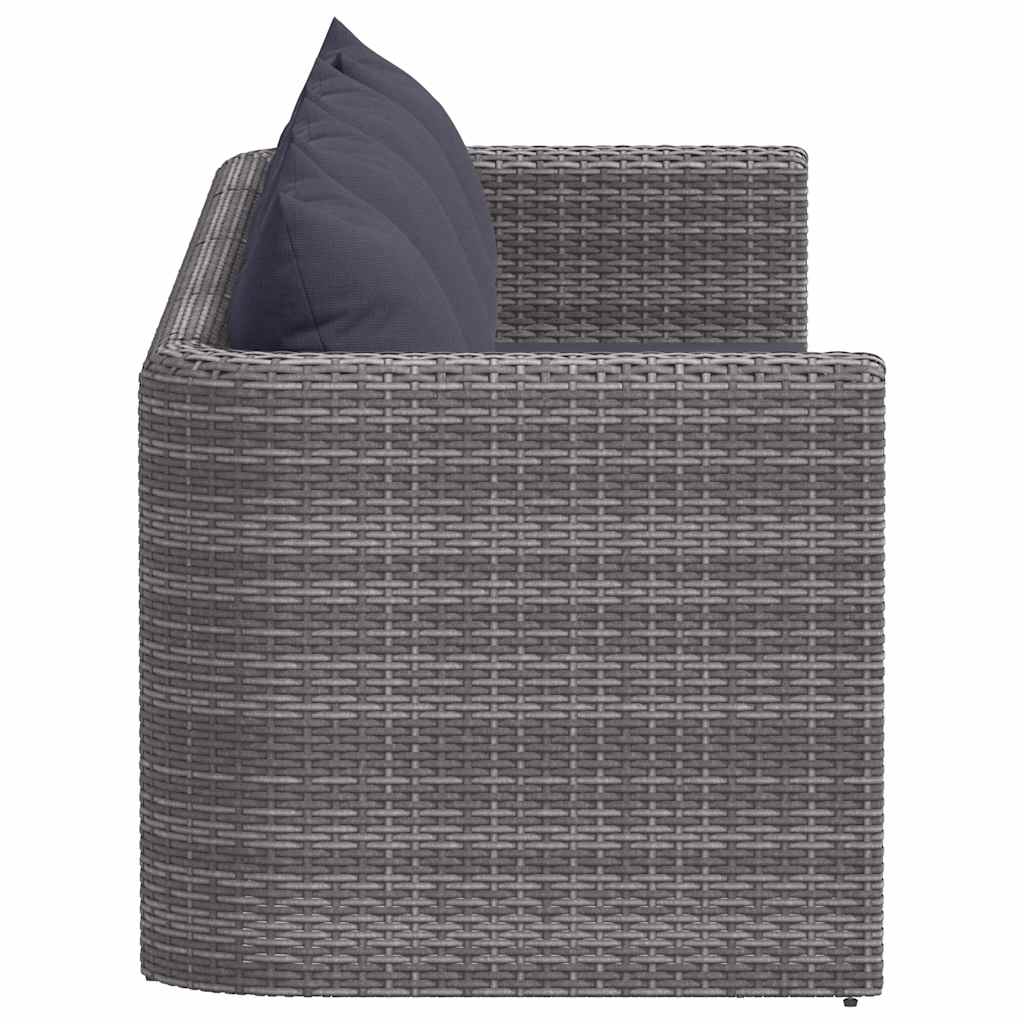 4-delige Loungeset met kussens poly rattan grijs