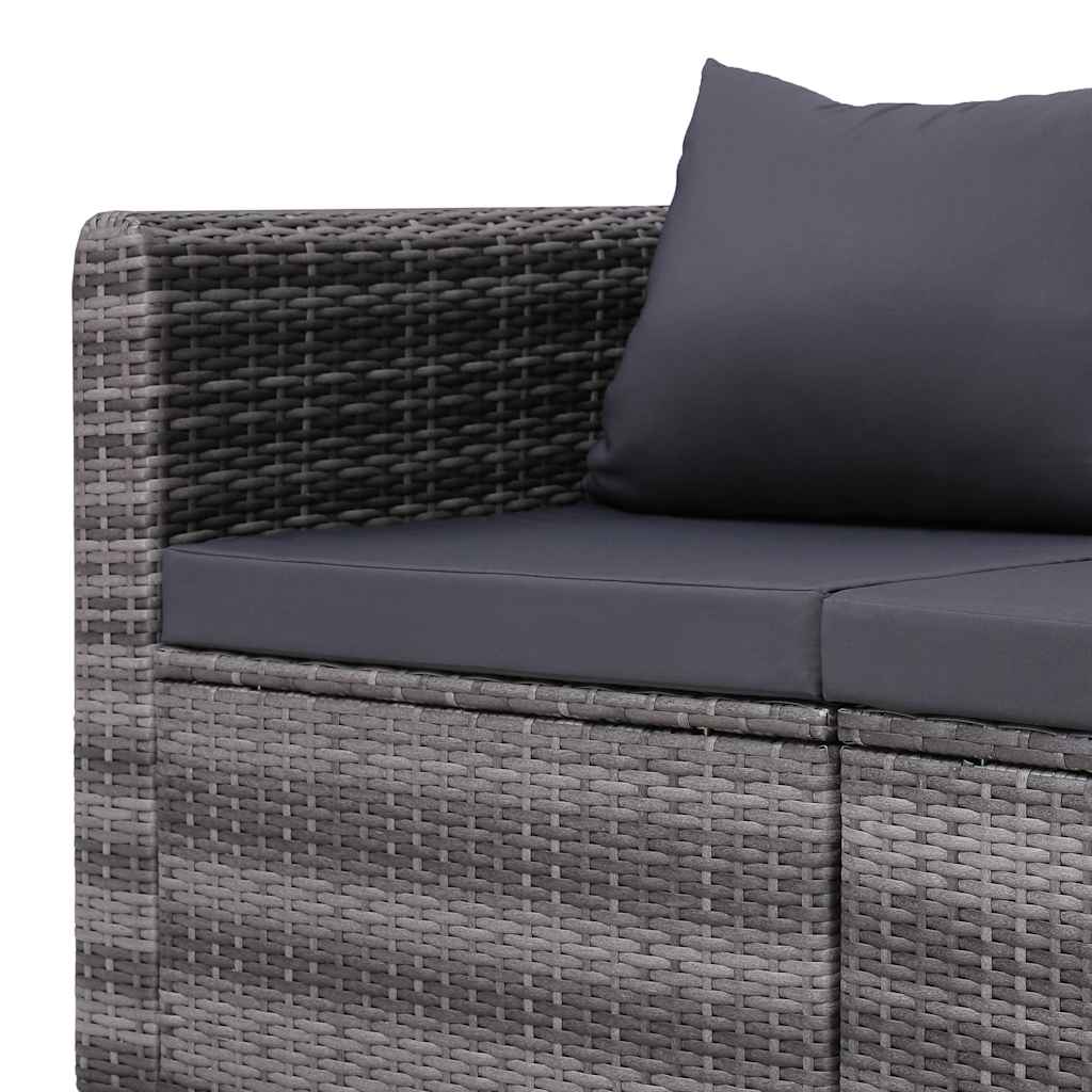 4-delige Loungeset met kussens poly rattan grijs