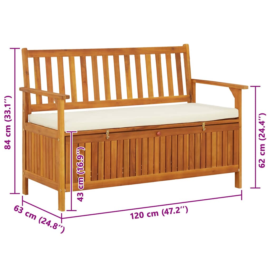 Tuinopslagbank 120x63x84 cm massief acaciahout