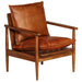 Fauteuil echt leer met acaciahout bruin