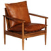 Fauteuil echt leer met acaciahout bruin