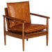 Fauteuil echt leer met acaciahout bruin
