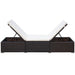 Ligbed met kussen poly rattan bruin