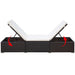 Ligbed met kussen poly rattan bruin