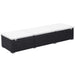 Ligbed met kussen poly rattan zwart