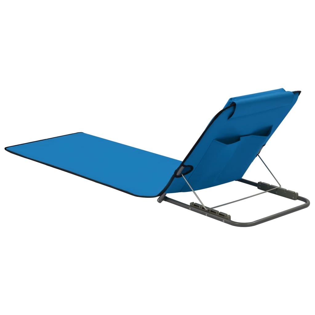 Strandmatten inklapbaar 2 st staal en stof blauw