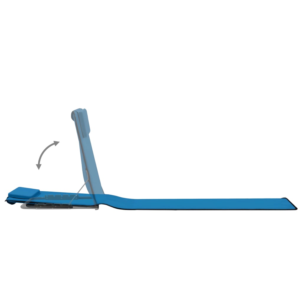 Strandmatten inklapbaar 2 st staal en stof blauw