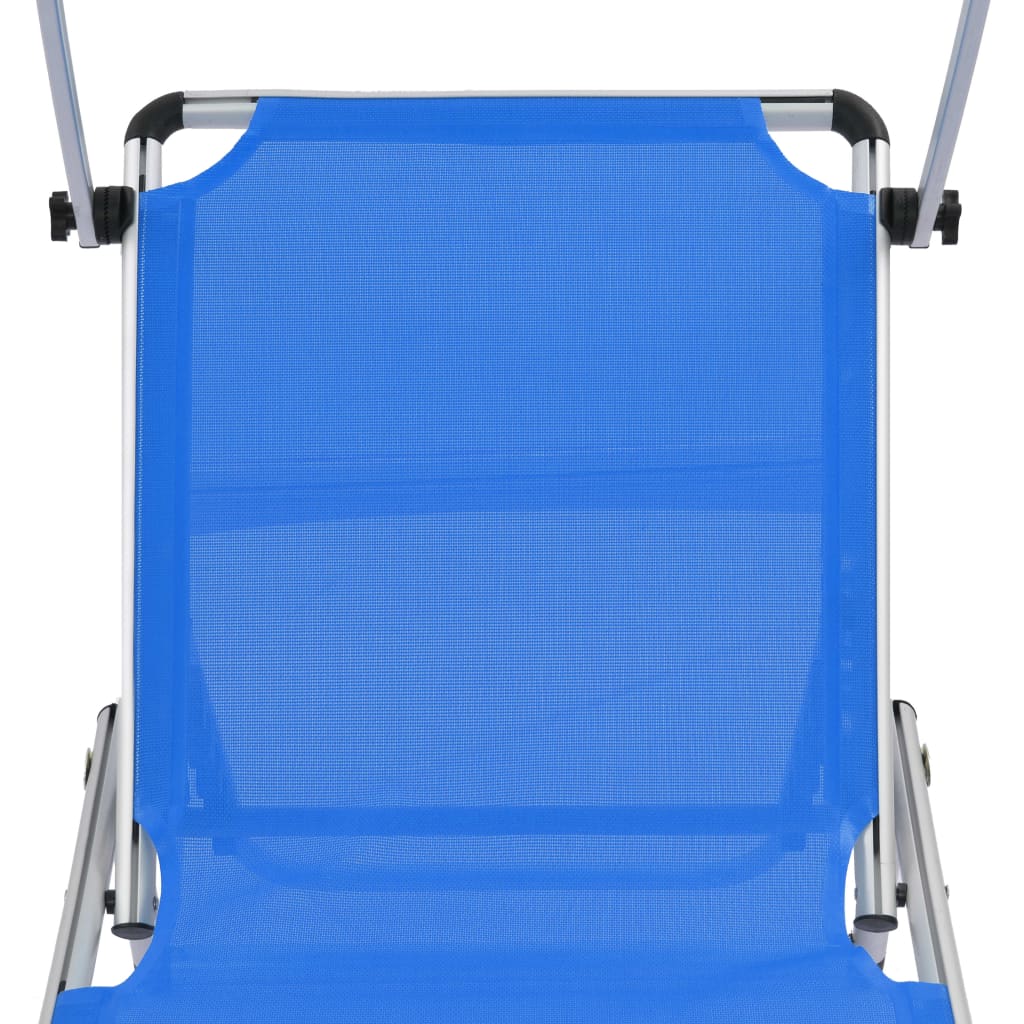 Ligbed inklapbaar met dak aluminium en textileen blauw