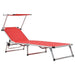 Ligbed inklapbaar met dak aluminium en textileen rood