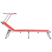 Ligbed inklapbaar met dak aluminium en textileen rood
